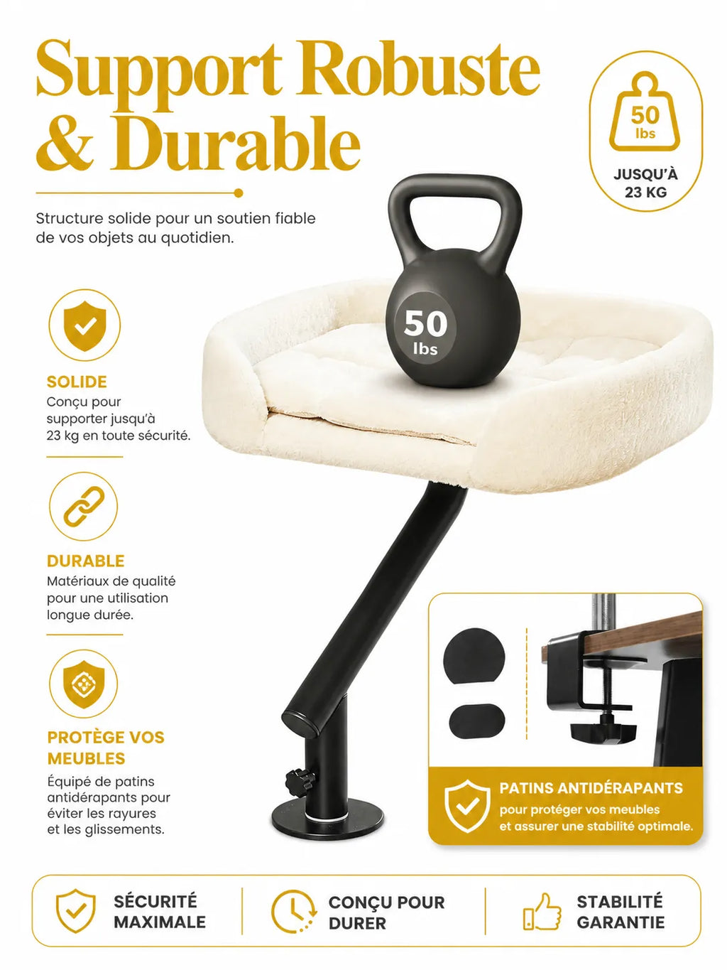 Lit de Bureau Rotatif pour Chat Beige-Orvyn-Caracteristique5