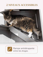 Maison Chat Bois 2 Niveaux avec Hamac et Balcon | Firalys