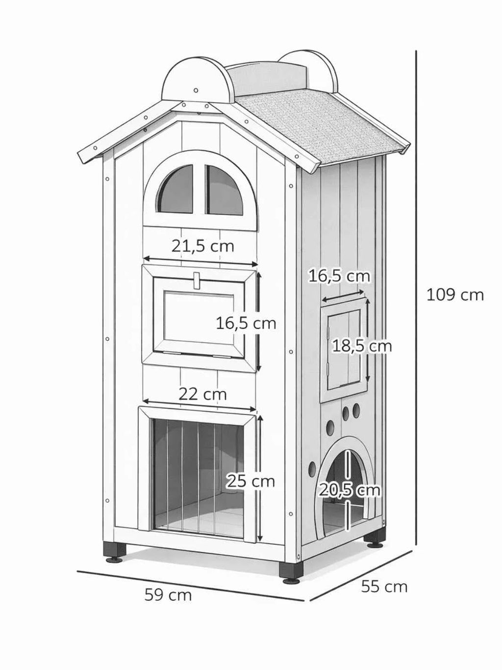 Maison Chat Bois 2 Niveaux avec Hamac et Balcon | Firalys