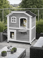 Maison Arbre à Chat Bois 2 Niveaux avec Toit Ouvrant | Velmora