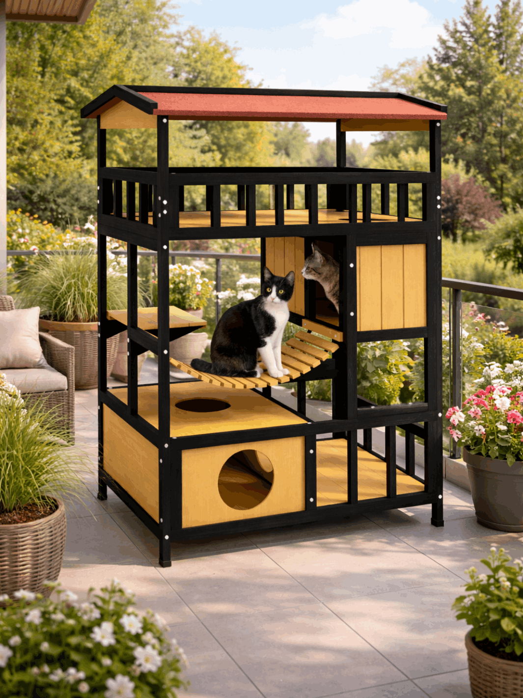 Maison Arbre à Chat Extérieur en Bois 116 cm | Sylvéria