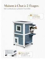 Maison Chat Bois 2 Niveaux avec Fenêtres et Escalier  - Caracteristique 1