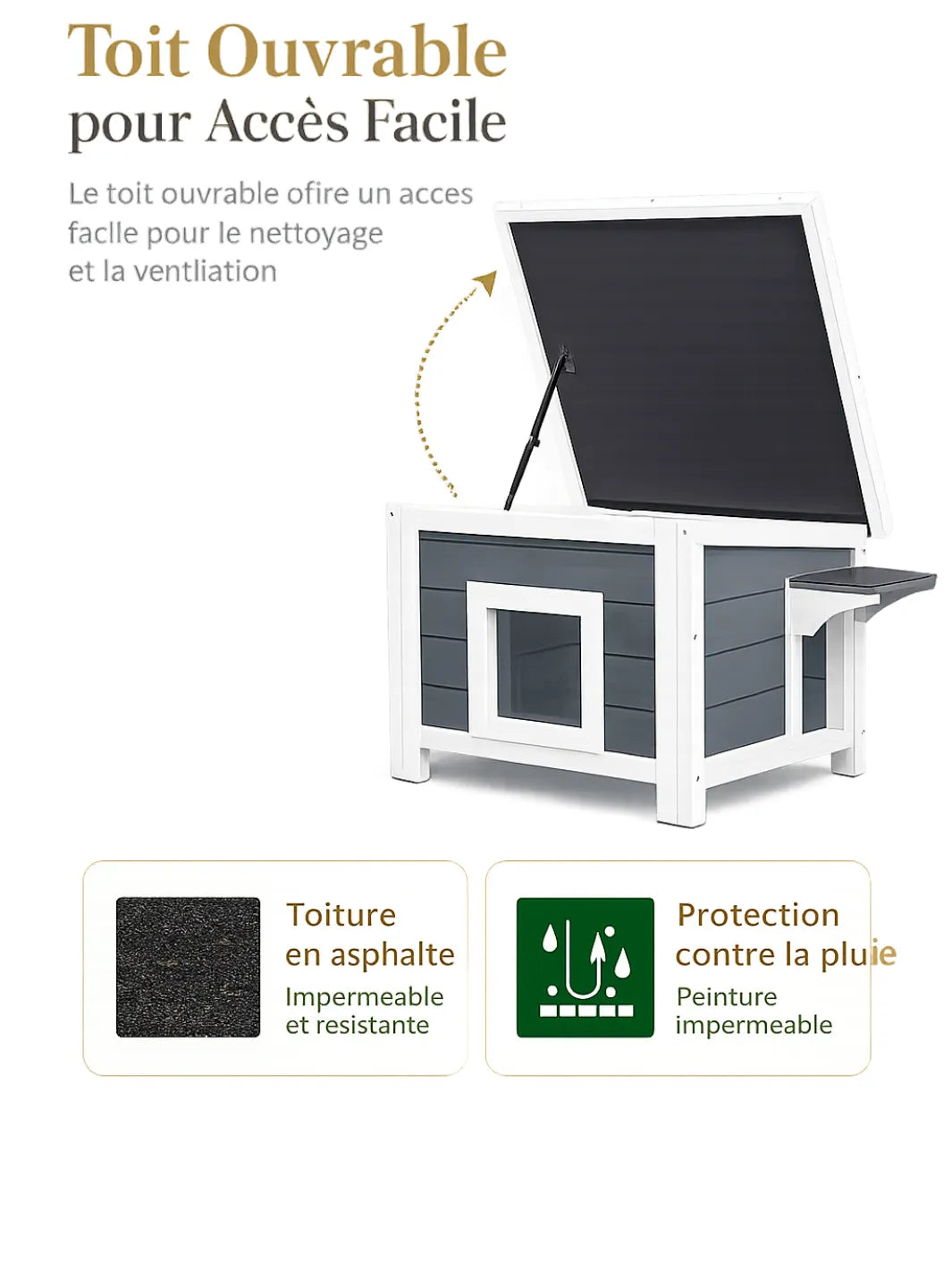 Maison Chat Bois 2 Niveaux avec Fenêtres et Escalier  - Caracteristique 3