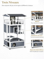 Maison Chat Extérieur 4 Niveaux avec Balcon et Plateformes - Norvélia - caractéristique 2