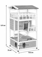 Maison Chat Extérieur 4 Niveaux avec Balcon et Plateformes - Norvélia - dimensions