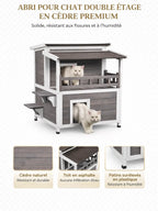 Maison Chat Extérieur Bois Cèdre avec Balcon et Toit Ouvrant - Cédralys - caractéristique 2