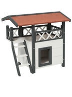 Maison Chat Extérieur Bois avec Terrasse et Échelle | Velarya
