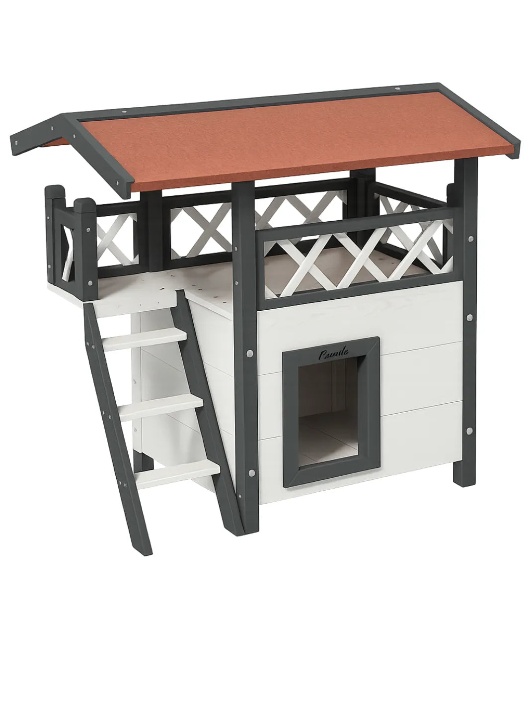 Maison Chat Extérieur Bois avec Terrasse et Échelle | Velarya