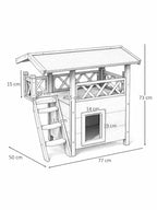 Maison Chat Extérieur Bois avec Terrasse et Échelle | Velarya | dimensions