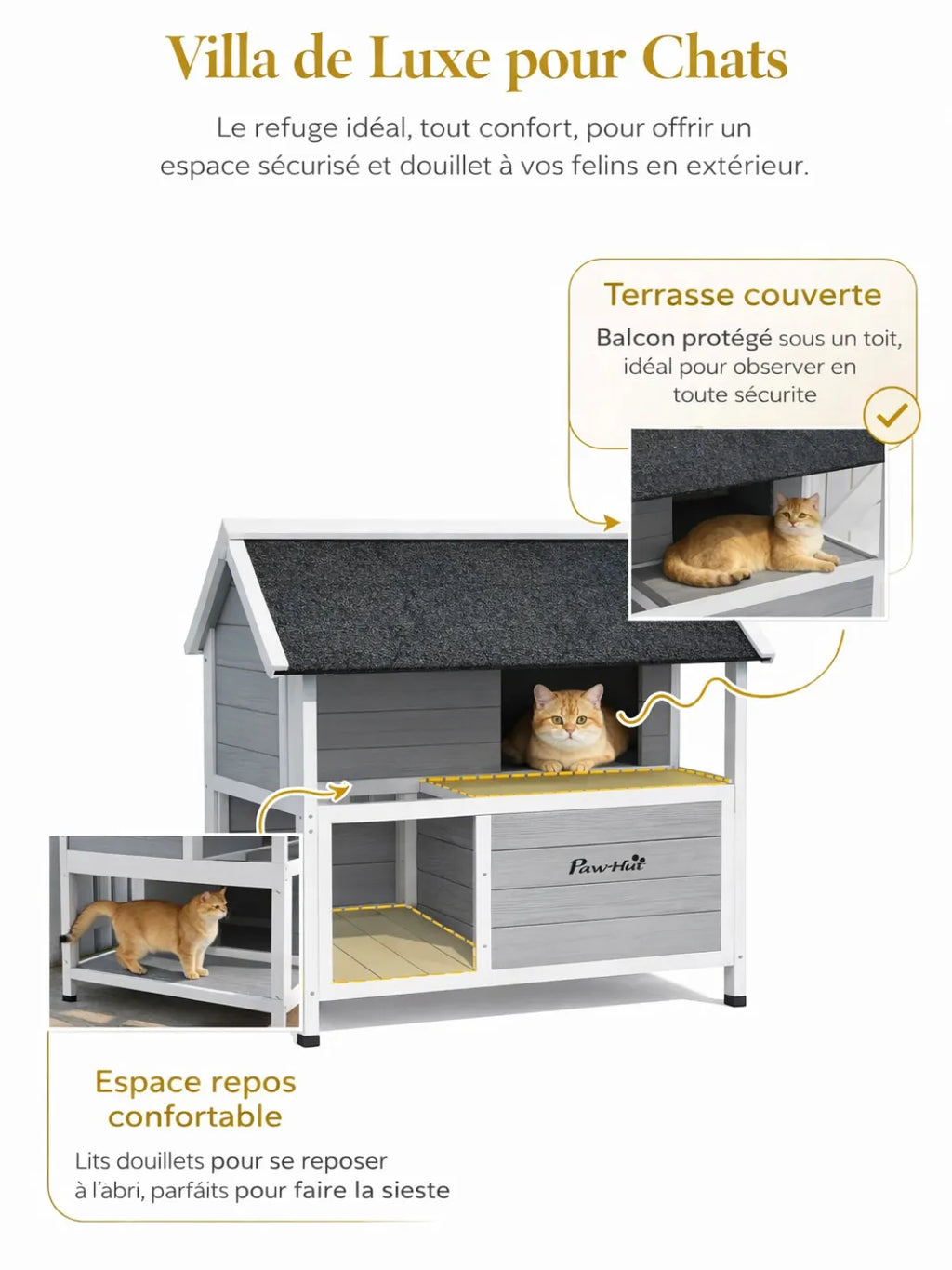 Maison Chat Extérieur Bois avec Toit Ouvrant et Isolation - Isolya - caracteristique 1