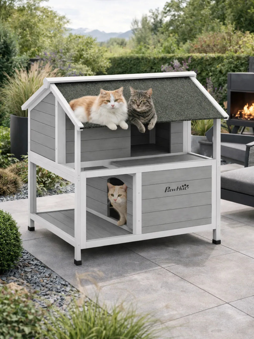 Maison Chat Extérieur Bois avec Toit Ouvrant et Isolation - Isolya - exterieur