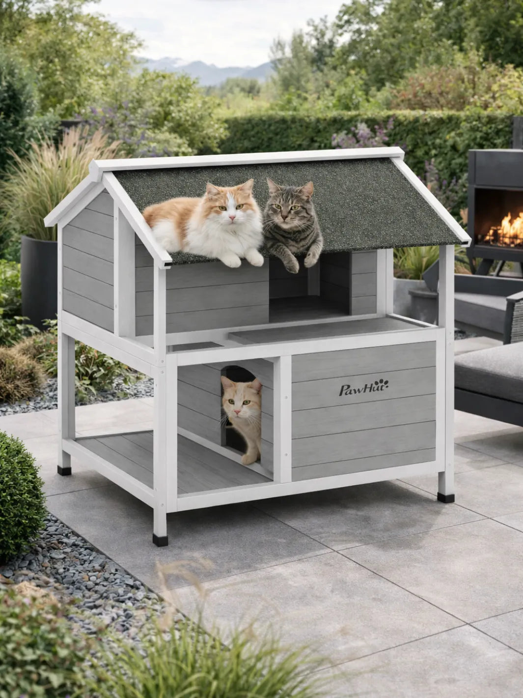 Maison Chat Extérieur Bois avec Toit Ouvrant et Isolation - Isolya - exterieur