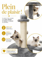 Petit Arbre à Chat Gris 80 cm avec Niche-Ormina-caracteristique 2