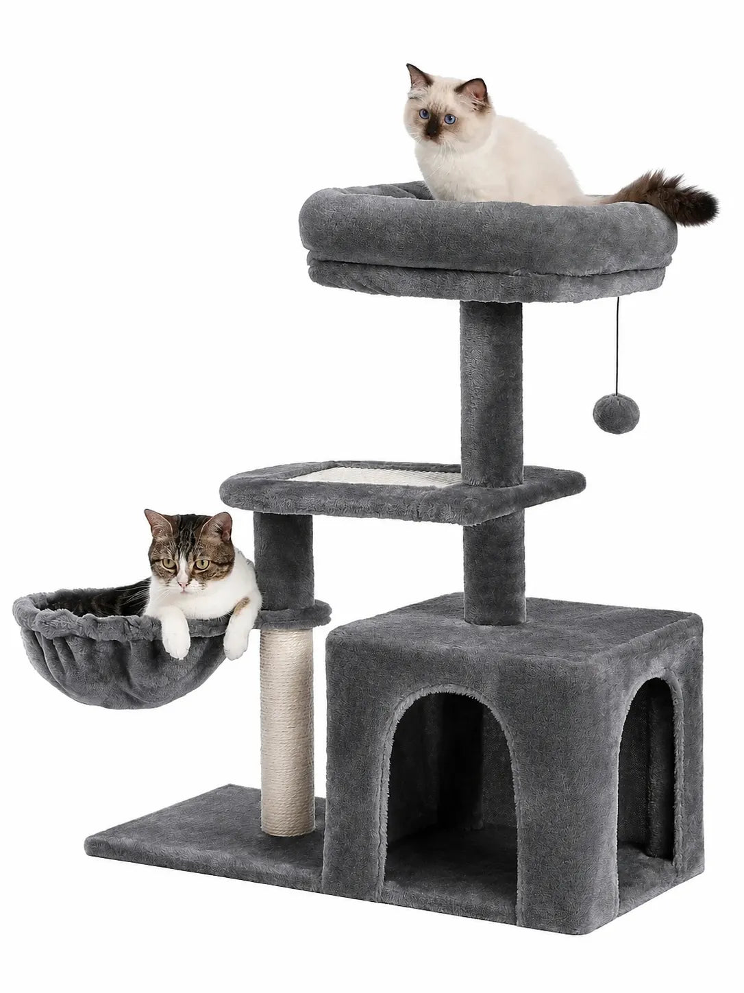 Petit Arbre à Chat Gris 80 cm avec Niche | Ormina