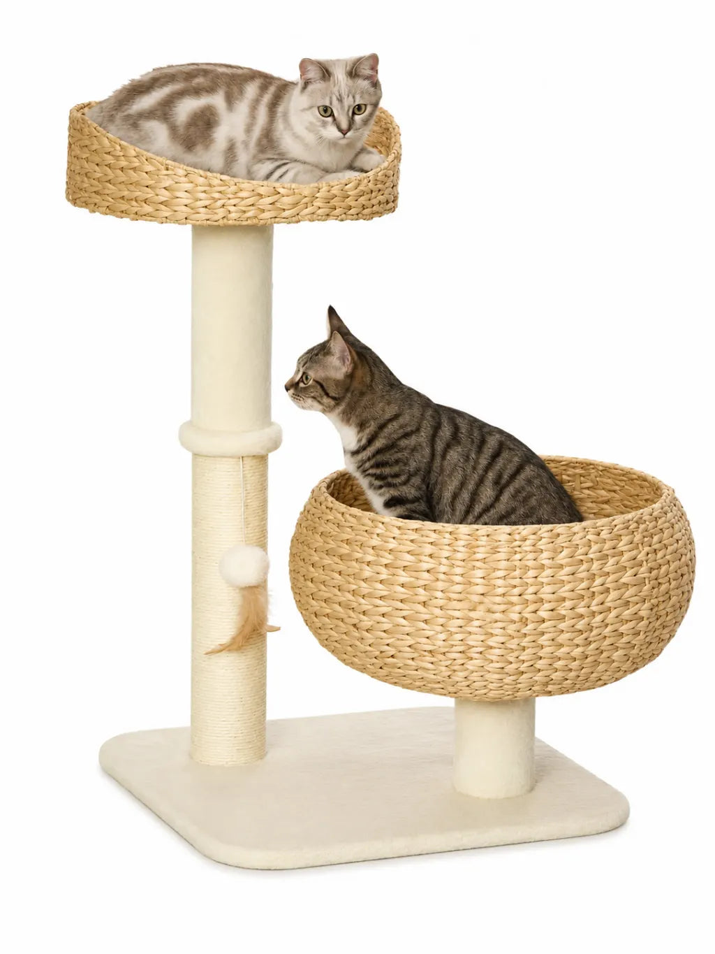 Petit Arbre a Chat Beige 72 cm avec Niche et Plateforme-Plaidia