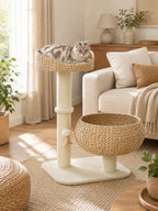 Petit Arbre a Chat Beige 72 cm avec Niche et Plateforme-interieur