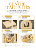 Petit Arbre a Chat Beige 98 cm avec Hamac et Panier-caracteristique2