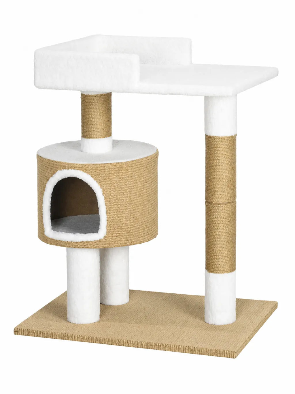 Petit Arbre a Chat Beige avec Maison et Perchoir | Perchia