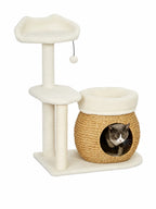 Petit Arbre a Chat Blanc Creme 79 cm avec Niche-Cremora