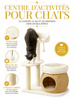 Petit Arbre a Chat Blanc Creme 79 cm avec Niche-caracteristique1