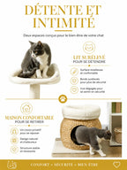 Petit Arbre a Chat Blanc Creme 79 cm avec Niche-caracteristique2