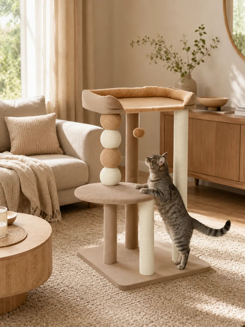 Petit Arbre a Chat Café 86 cm avec Balle-interieur