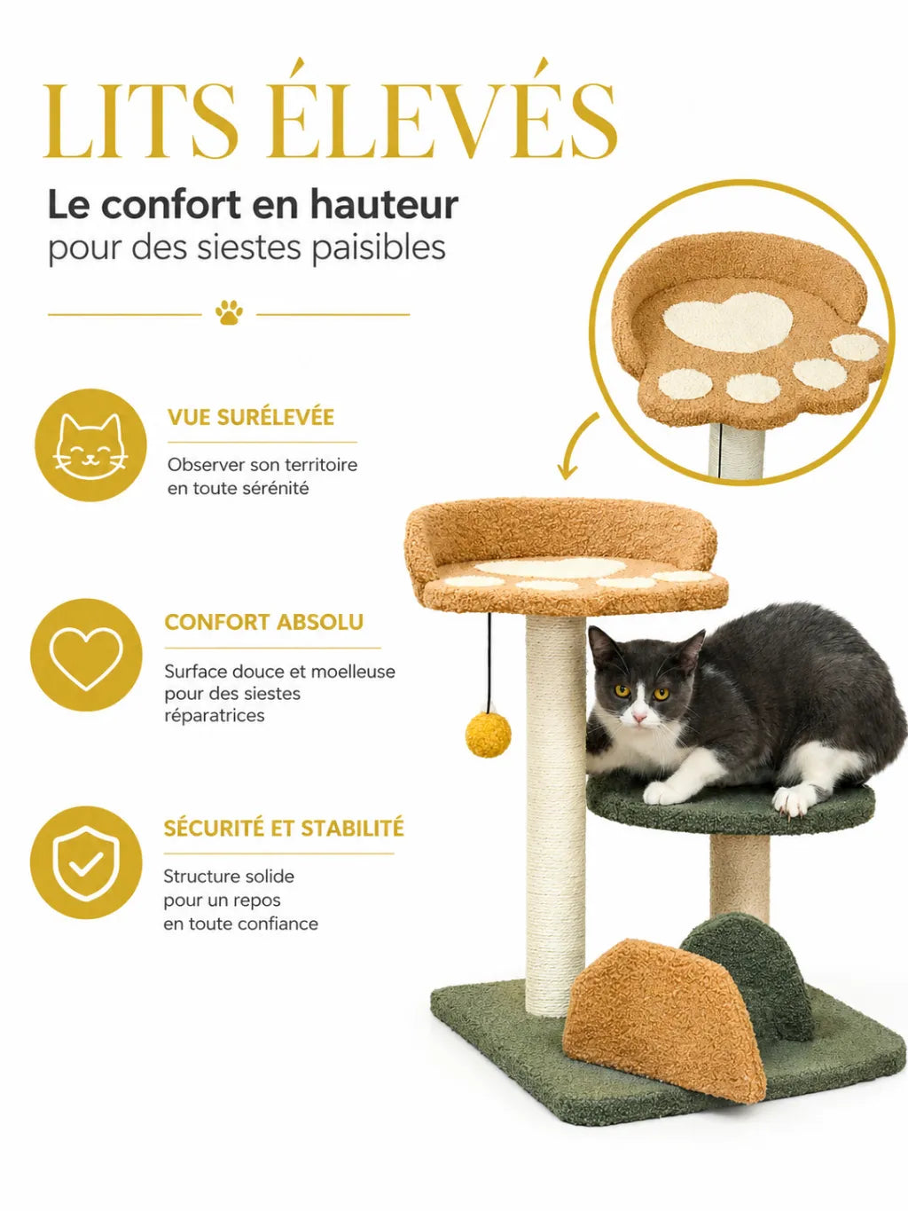 Petit Arbre a Chat Multicolore 52 cm avec Sisal-caracteristique1