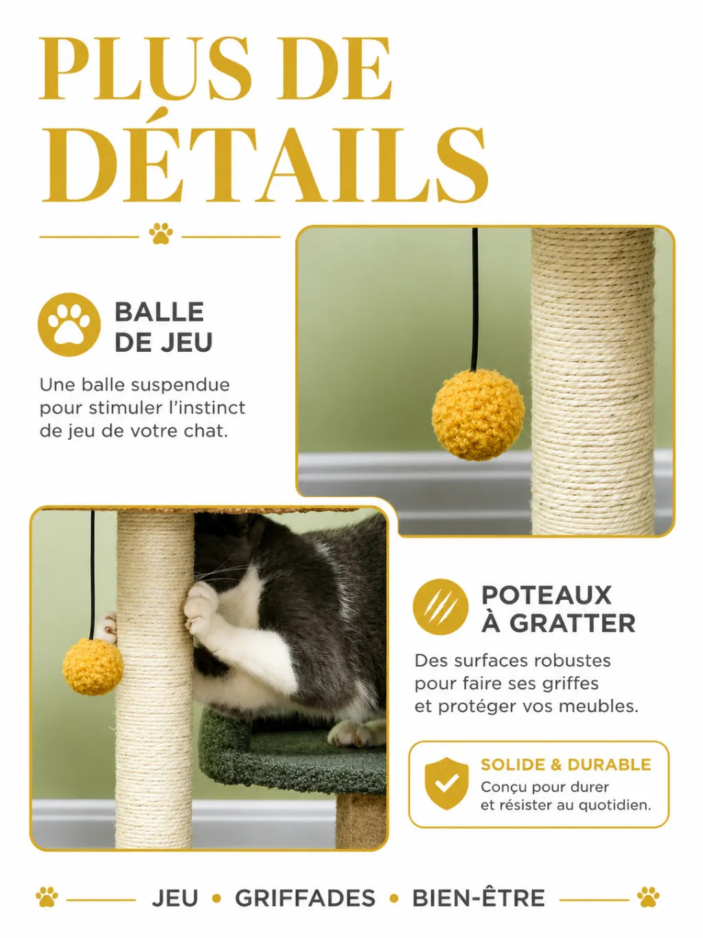 Petit Arbre a Chat Multicolore 52 cm avec Sisal-caracteristique3