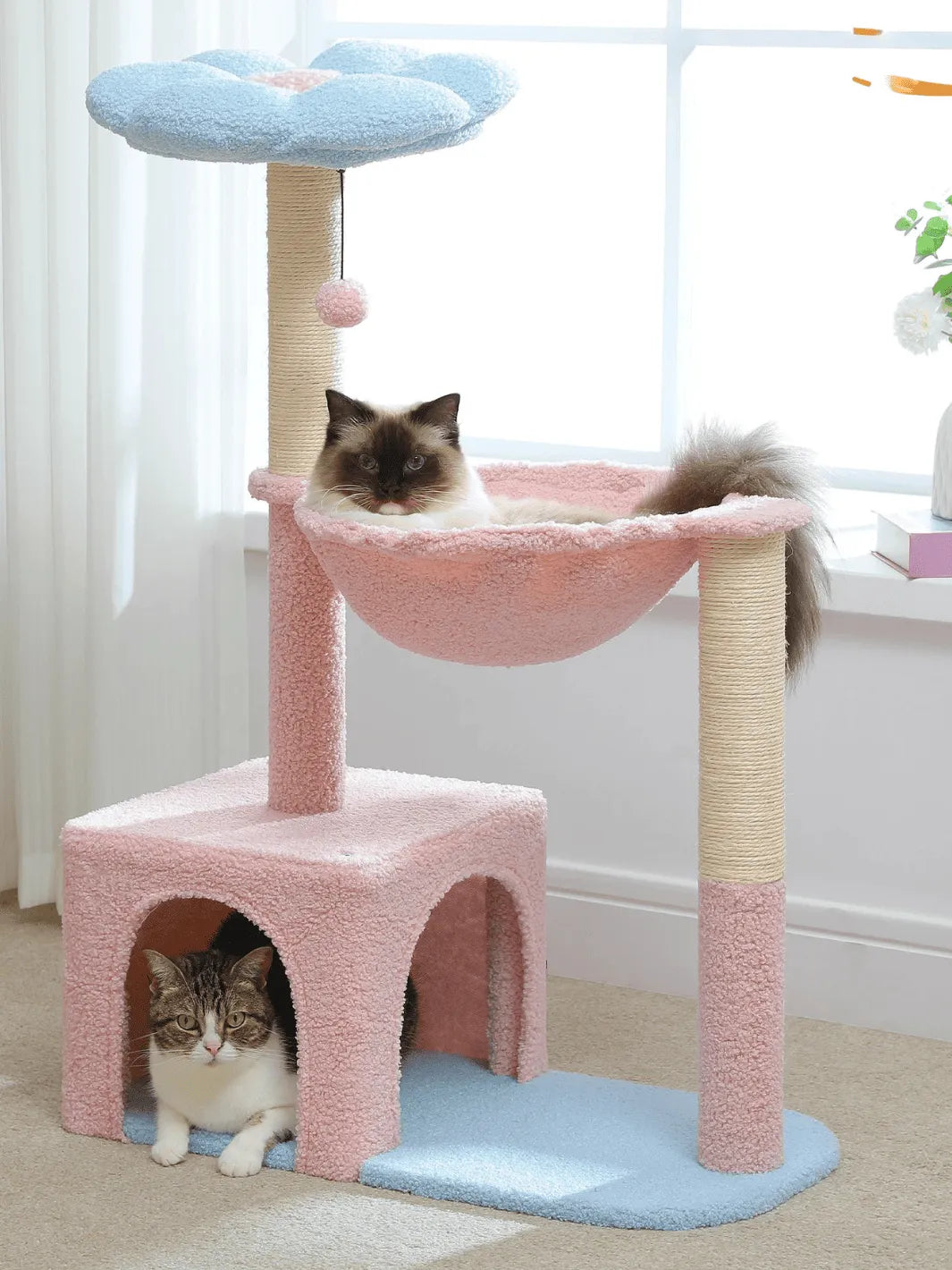 Petit Arbre à Chat Pas Cher Rose et Bleu | Élysèa