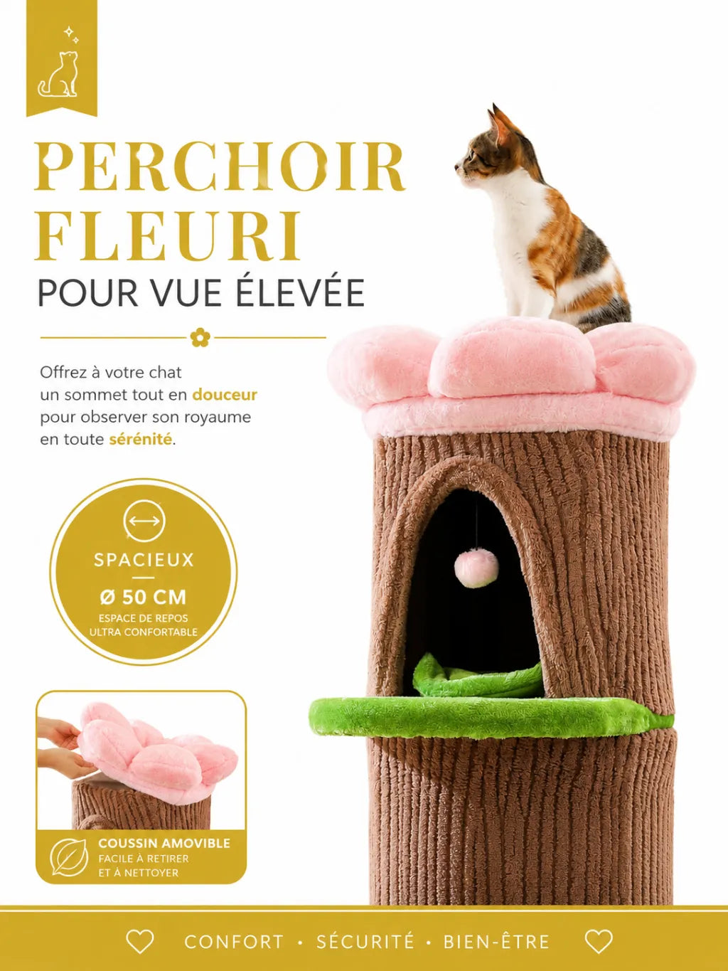 Très Grand Arbre à Chat Marron 174 cm avec Condos  caracteristique3