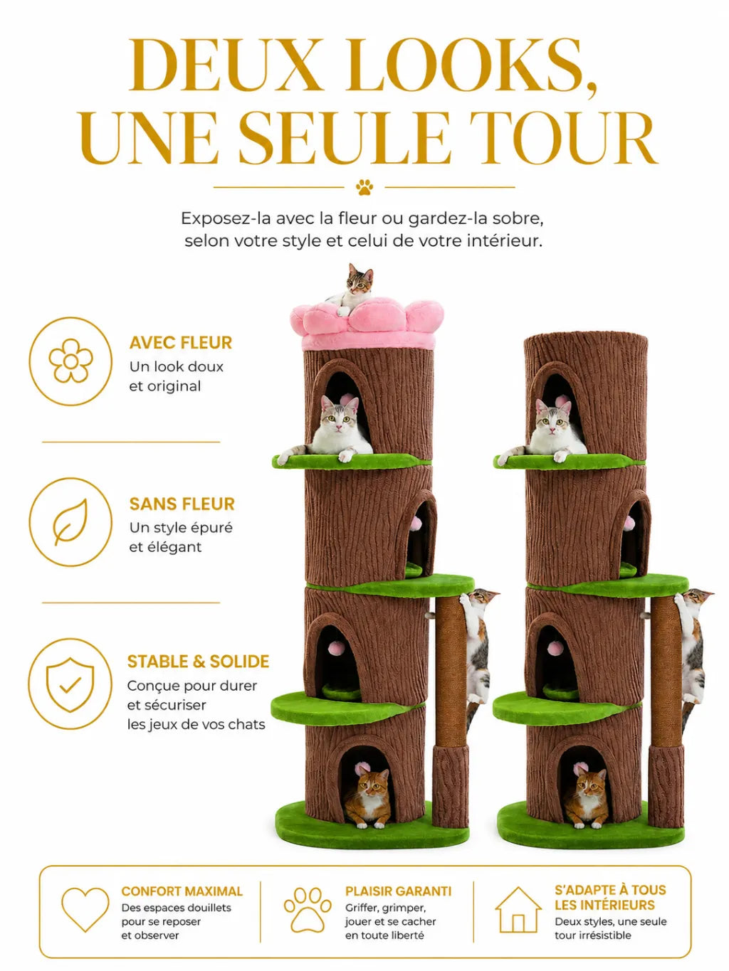 Très Grand Arbre à Chat Marron 174 cm avec Condos  caracteristique4