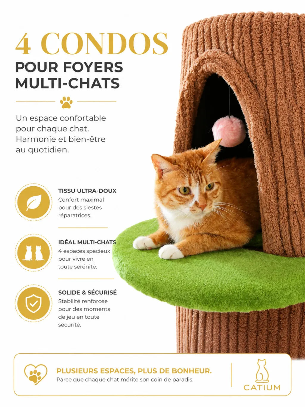 Très Grand Arbre à Chat Marron 174 cm avec Condos  caracteristique5