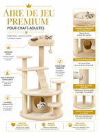 Aire de jeu premium Velouna pour chat adulte avec niche et perchoir