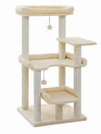 Arbre à chat beige 110 cm Doucelia avec paliers et trois couchages