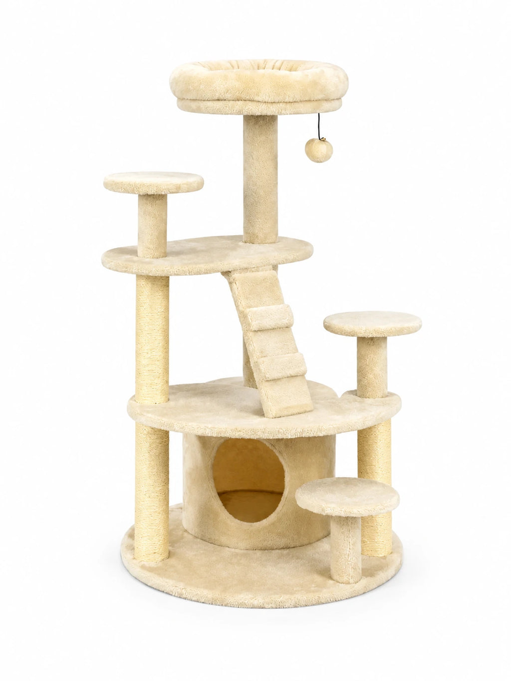 Arbre à chat beige Velouna 101 cm avec niche et perchoirs