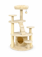 Arbre à chat beige Velouna 101 cm avec niche et perchoirs