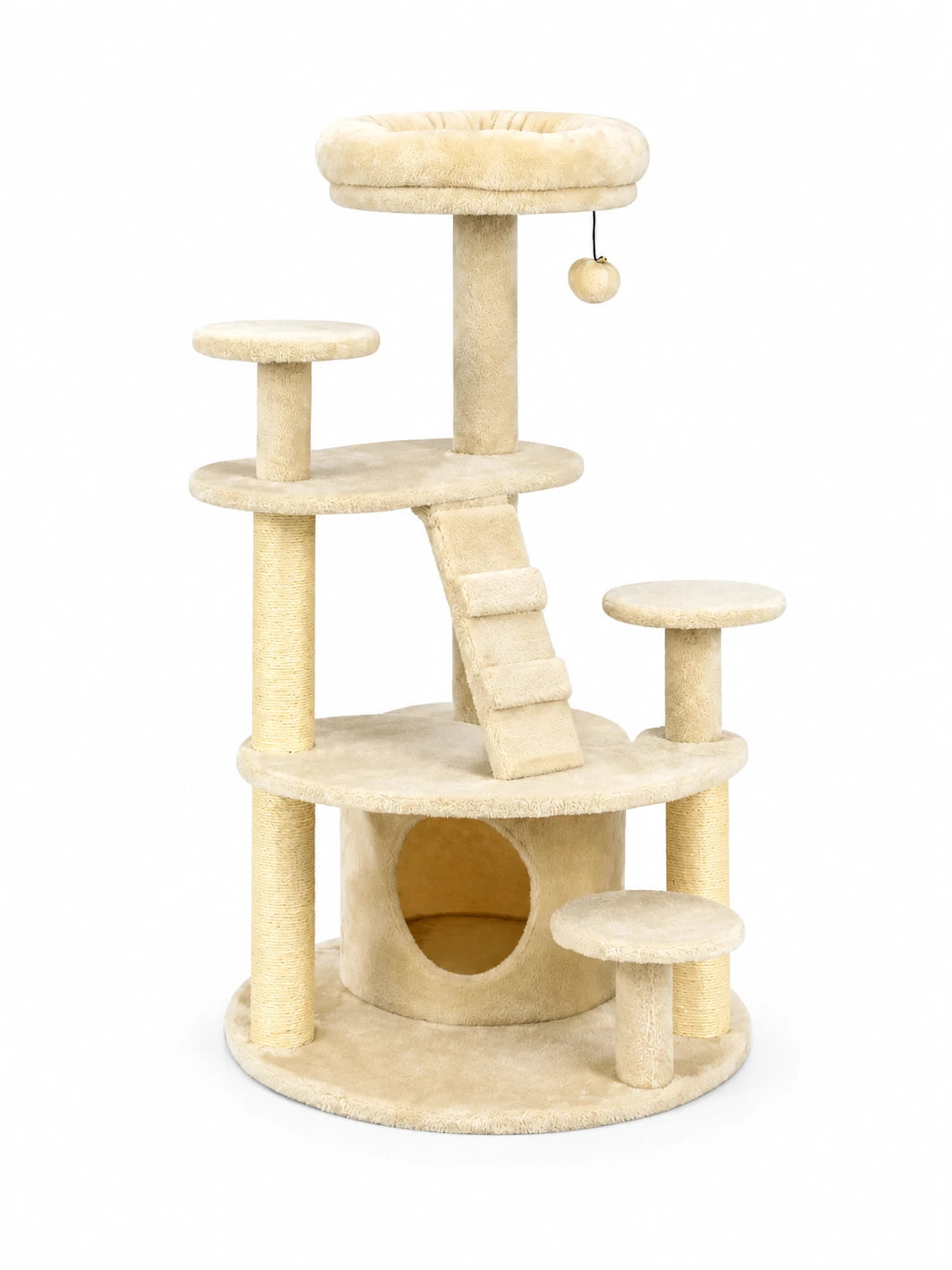 Arbre à chat beige Velouna 101 cm avec niche et perchoirs