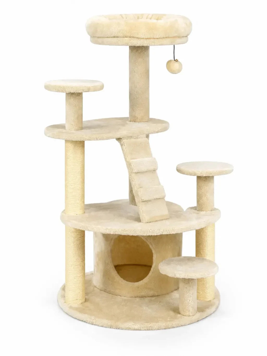 Arbre à chat beige Velouna 101 cm avec niche et perchoir