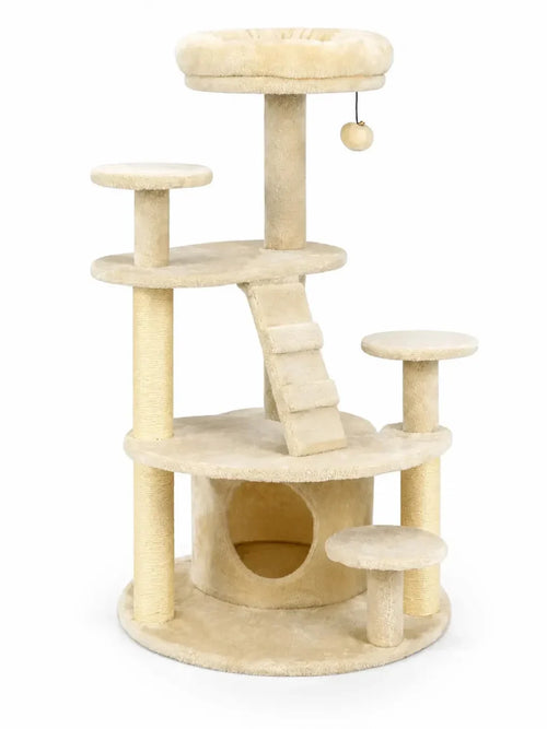 Arbre à chat beige Velouna 101 cm avec niche et perchoir