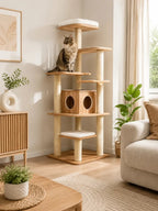Arbre à chat bois design Lignoria installé dans un salon