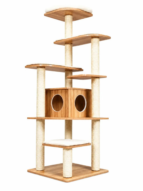 Arbre à chat bois design 176 cm Lignoria vue complète