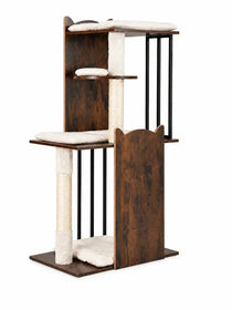 Arbre à Chat Bois Design 112 cm avec Coussins | Rustélia