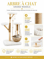 Détails jute, bois naturel et coussin de l’arbre à chat hamac suspendu Balancia
