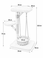 Dimensions 123 cm de l’arbre à chat bois naturel avec hamac suspendu Balancia