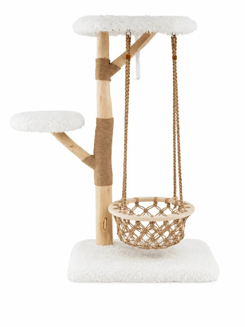 Arbre à chat bois naturel avec hamac suspendu Balancia, vue principale