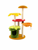Arbre à chat burger Burgella 117 cm avec panier suspendu, niche et plateformes moelleuses