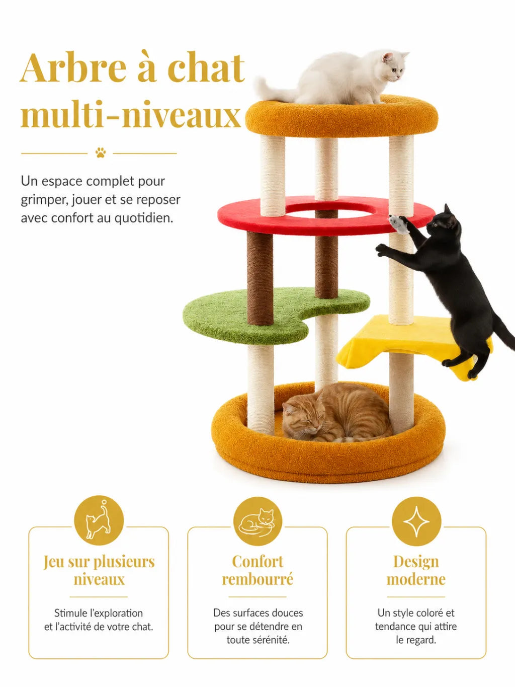 Plateformes de saut de l’arbre à chat burger Burgino pour grimper et observer