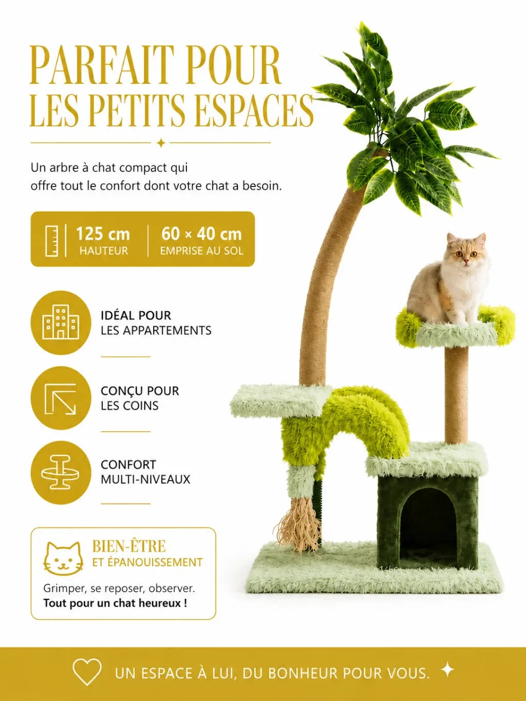 Format compact de l'arbre à chat Lianésia pour appartement