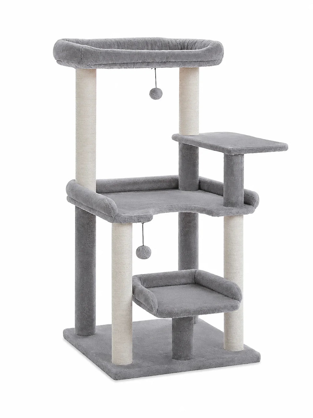 Arbre à chat gris 110 cm Escalys avec paliers et lit surélevé