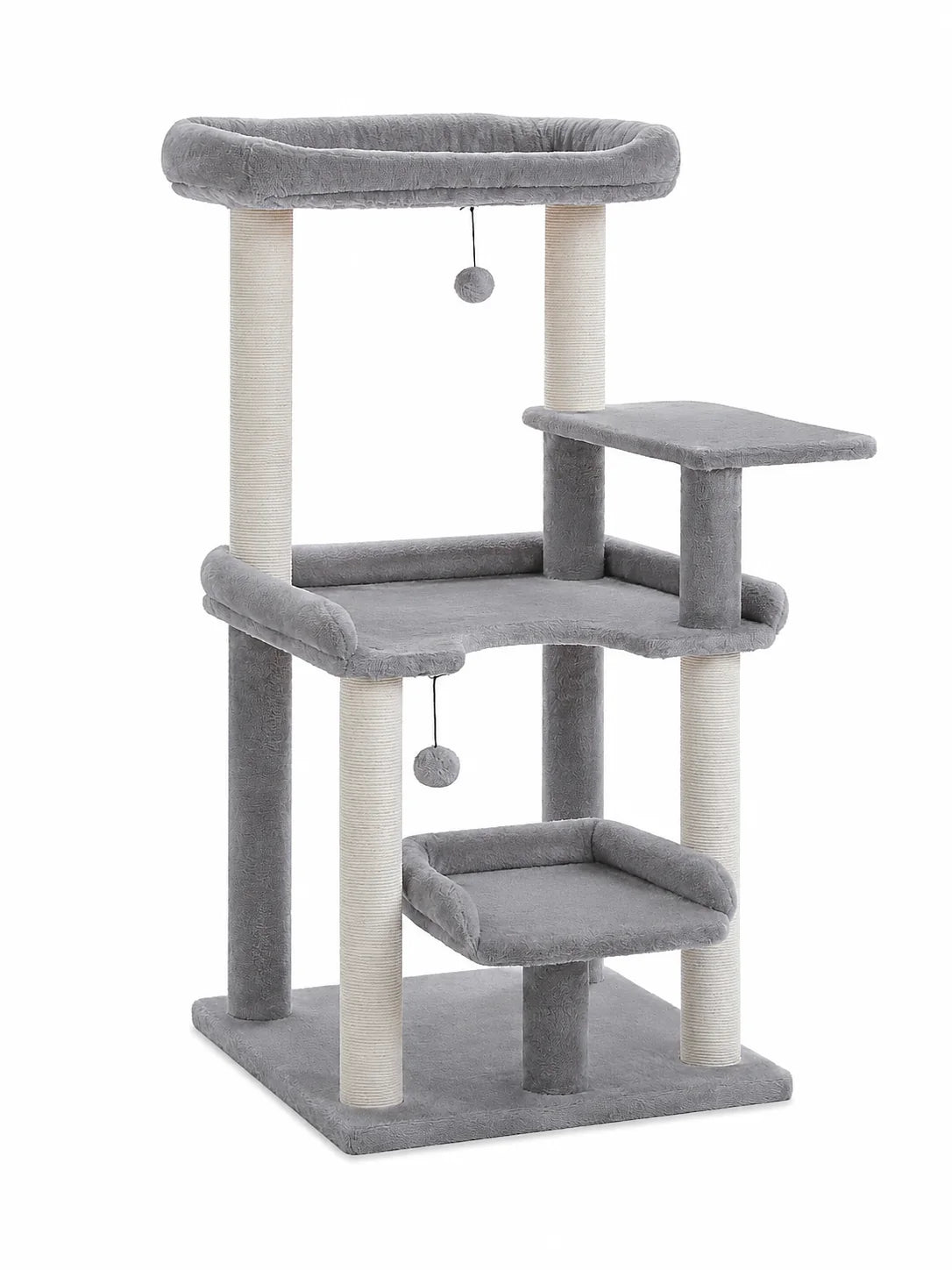 Arbre à chat gris 110 cm Escalys avec paliers et lit surélevé